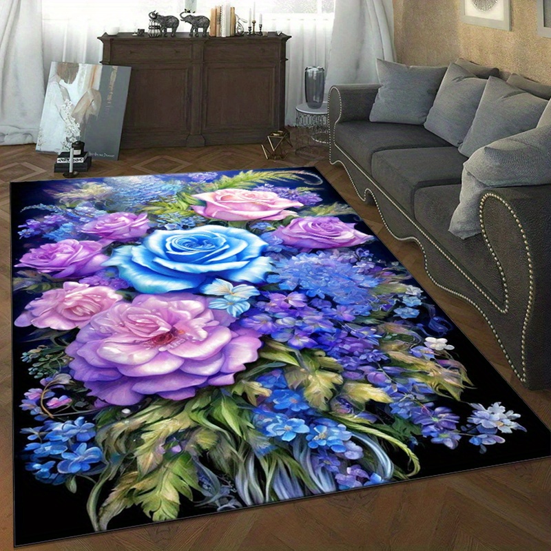 Tappeto floreale con rose blu  - Home Textiles And Furnishing recensione e prezzo