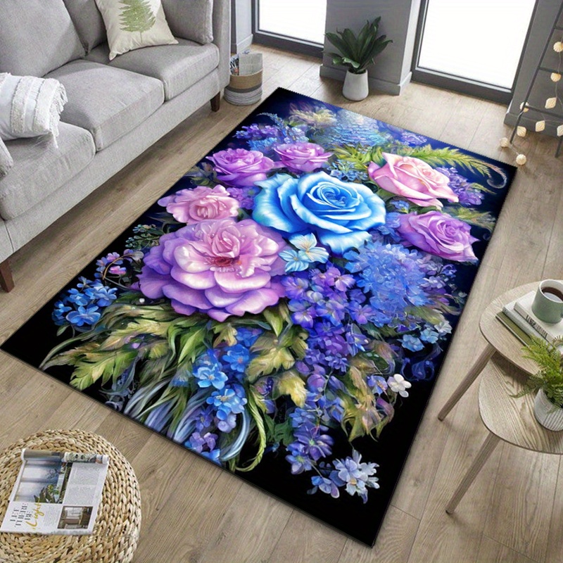 Tappeto floreale con rose blu  - Home Textiles And Furnishing recensione e prezzo